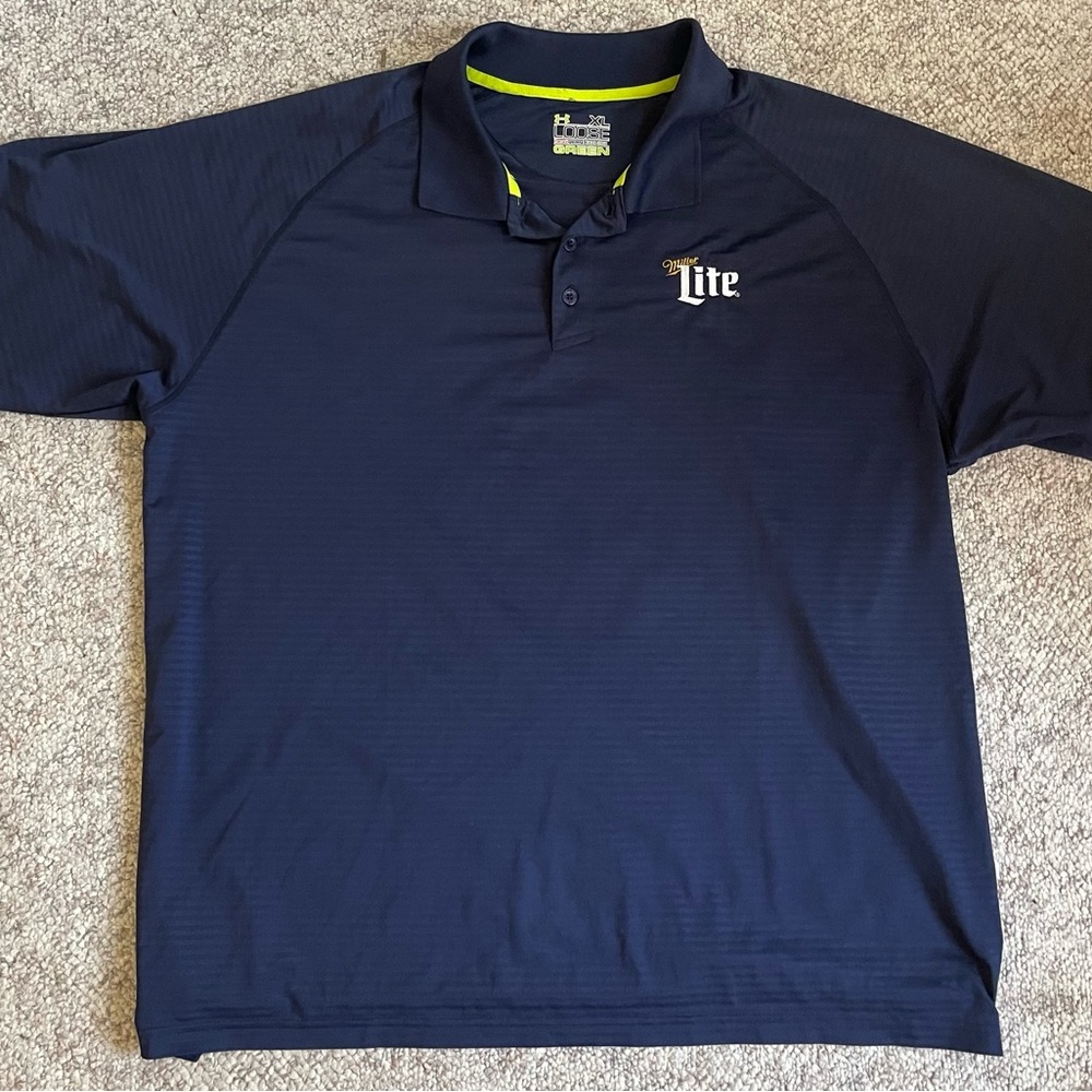 UnderAmour loose XL heat gear navy blue Golf polo “Lite” logo